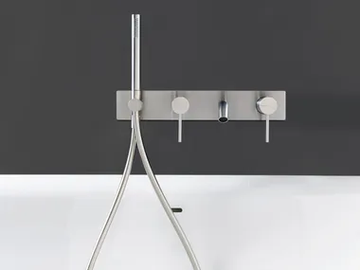 40MM - Wall-mounted stainless steel bathtub set with plate by Rubinetterie Treemme - view 2
